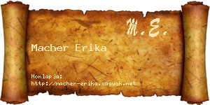 Macher Erika névjegykártya